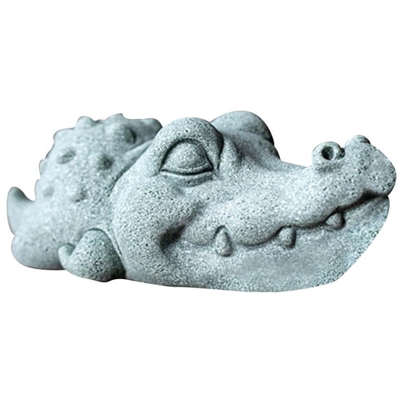 Green Sandstone Animal Mini Tea Pet Figurine Kung Fu Tea Pet Model Tabletop Ornament Lovely Decorative DIY Terrarium Crafts for Fairy Garden Crocodile