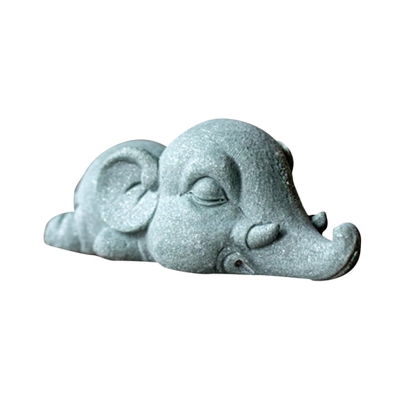 Green Sandstone Animal Mini Tea Pet Figurine Kung Fu Tea Pet Model Tabletop Ornament Lovely Decorative DIY Terrarium Crafts for Fairy Garden Elephant