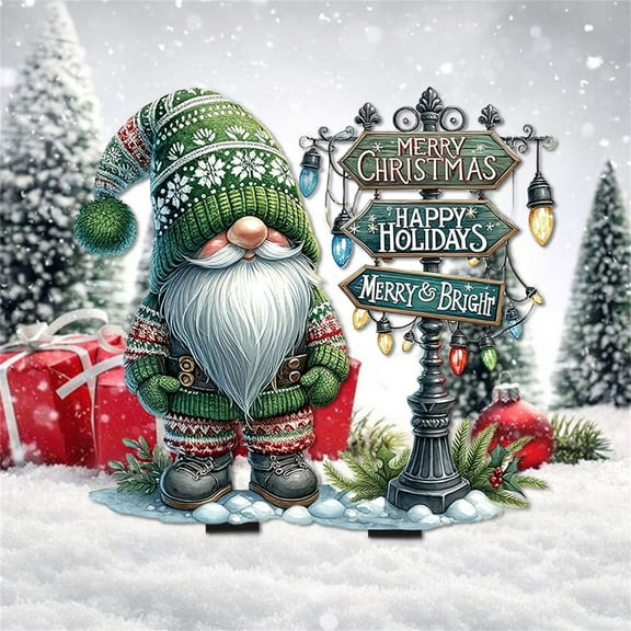 Green Santa Acrylic Outdoor Garden Stake Potted And Wear Inserted For Holiday Decoration Card Slot Home Decor