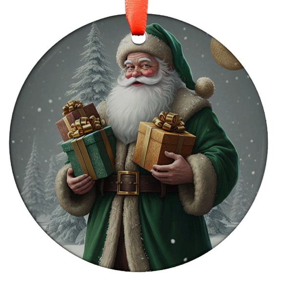 Green Santa Ornament, Christmas Ornament, Santa Claus, Holiday Decor, Unique Ornament, Gift for Christmas, Xmas, Seasonal Decoration, Holiday Keepsake, Xmas Tree Hanging Decoration