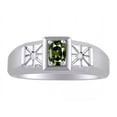 thumbnail image 1 of Green Sapphire & Cz Stone Ring Set 925 Sterling Silver Promise Ring, Oval Shape Men's Gift Ring, 1 of 4