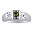 thumbnail image 1 of Green Sapphire & Cz Stone Ring Set 925 Sterling Silver Promise Ring, Oval Shape Men's Gift Ring, 1 of 4