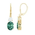 thumbnail image 1 of Green Sapphire Drop Earrings with Moissanite, 8X10 mm Oval Lab Grown Sapphire AAAA Grade, 10K Yellow Gold, 1 of 8