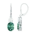 thumbnail image 1 of Green Sapphire Drop Earrings with Moissanite, 8X10 mm Oval Lab Grown Sapphire AAAA Grade, 18K White Gold, 1 of 8