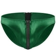 thumbnail image 1 of Green Satin Briefs for Men with Zipper Fly - Shiny Mens Underwear, Fashion Novelty Style, Free Size,Size Free Size, 1 of 1