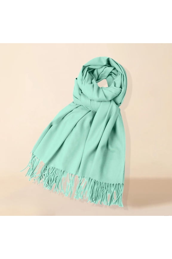 Green Scarf Fleece Solid Color Imitation Scarf Versatile Fleece Scarf Warm Shawl