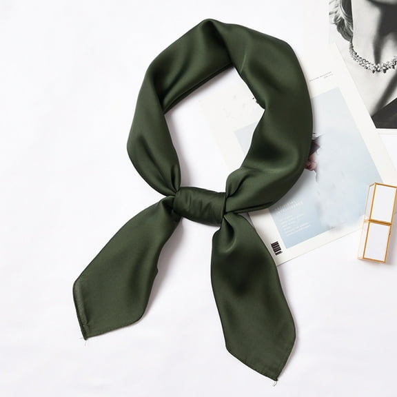 Green Scarf for Women Small Scarf Retro Small Silk Scarf Decoration Simpled Wind Small Scarf Seadscarf Women 70*70CM on Sale Clearance
