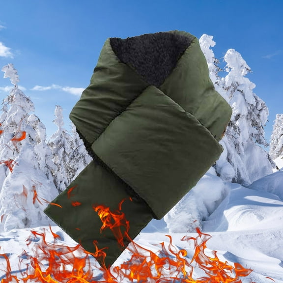 Green Scarfs Scarf Adult Winter Solid Neck Protection Outdoor Windproof and Warm Down Cotton Scarf