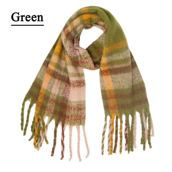 Green Scarfs Scarf Thermal Scarf for Women Fall Winter Scarf Classic Tassel Plaid Scarf Warm Soft Chunky Large Blanket Wrap Shawl Scarves 1 Pack Warm Scarf