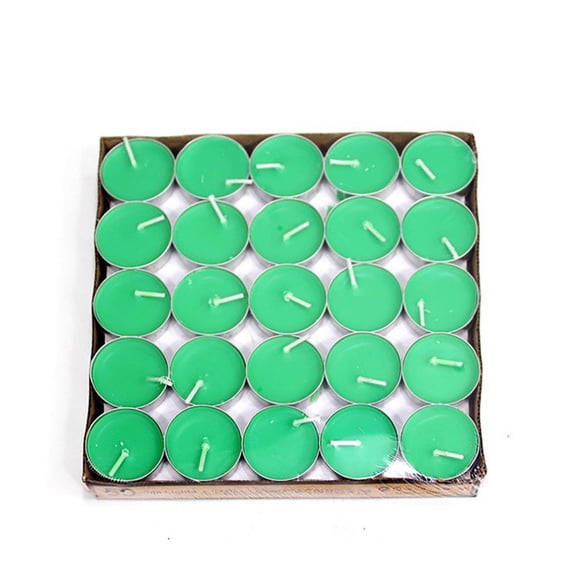 Green Scented Tealight Candles, 50 Pack Round Tea Wax, 2 Hour Burn Time for Wedding and Party Decor