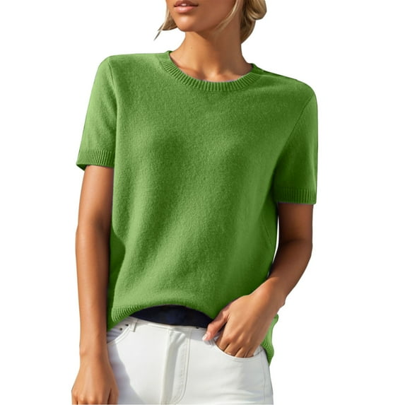 Green Schools Out for Summer Tshirt, Short Sleeve Crop Graphic Tees for Women, Polyester Summer Blouses for Women 2024, Women's Round Neck d Loose T Shirt With A Knit Bottom Top