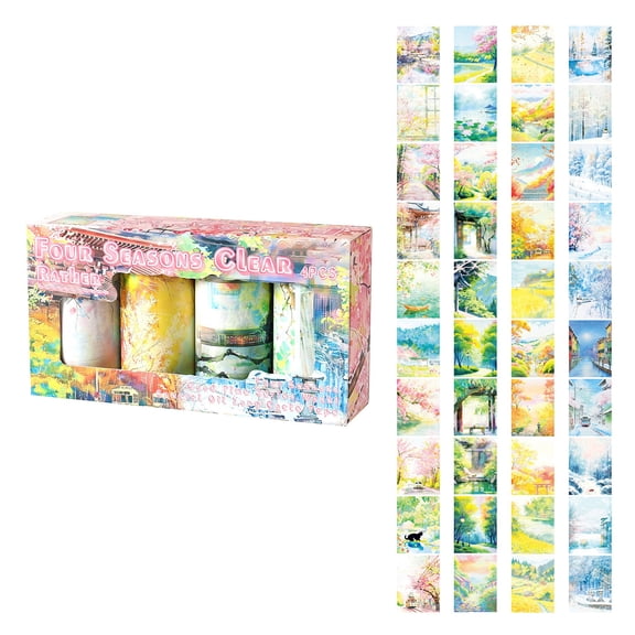 Green Scrapbooking Tape 4 Designs Spring Fall Winter Themes Identity Gluey Crafting Materials