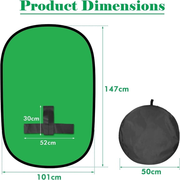 Green Screen Backdrop with Foldable Steel Frame