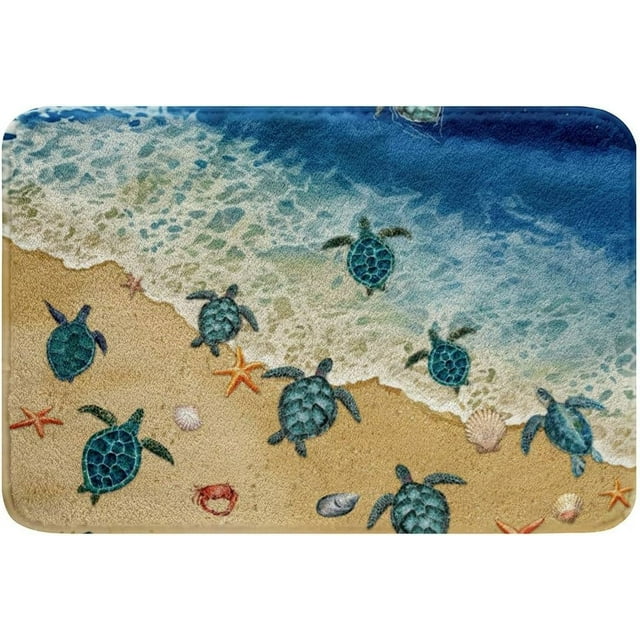 Green Sea Turtle Door Mat Ocean Hawaii Beach Tropical Bathroom Rugs For Teens Boys,Tortoise Sea