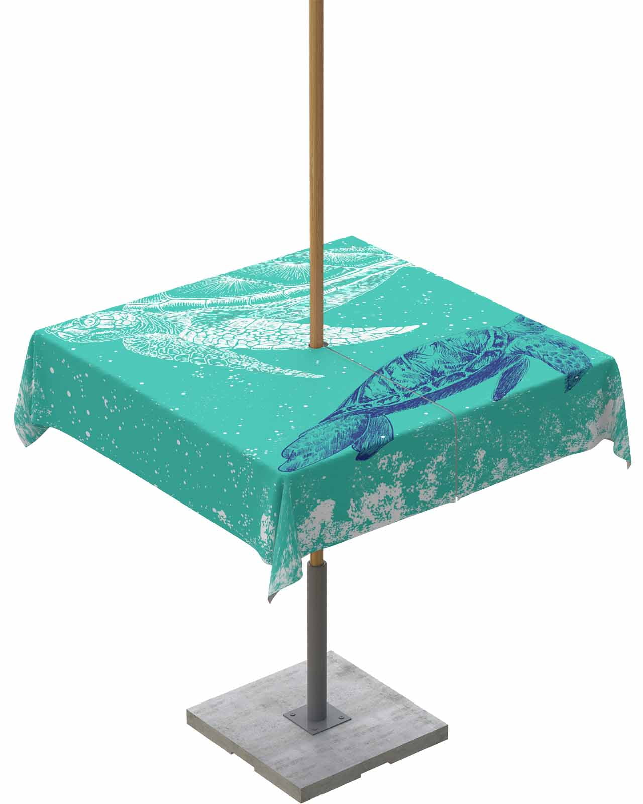 Green Sea Turtle Outdoor Tablecloth with Umbrella Hole and Zipper,Waterproof/Stain Resistant