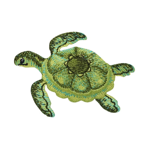 Green Sea Turtle, Tropical, Marine Reptile, Ocean Animals, Iron-on Patch, Embroidered
