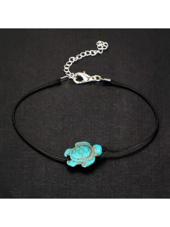 Green Sea Turtle Turquoise Bead Anklet