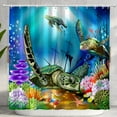 thumbnail image 1 of Green Sea Turtles Shower Curtain Sets Bathroom Blue Ocean Beach Home Bathtub Decor with 12 Hooks Washable Durable Polyester Fabric 72"x72", 1 of 6
