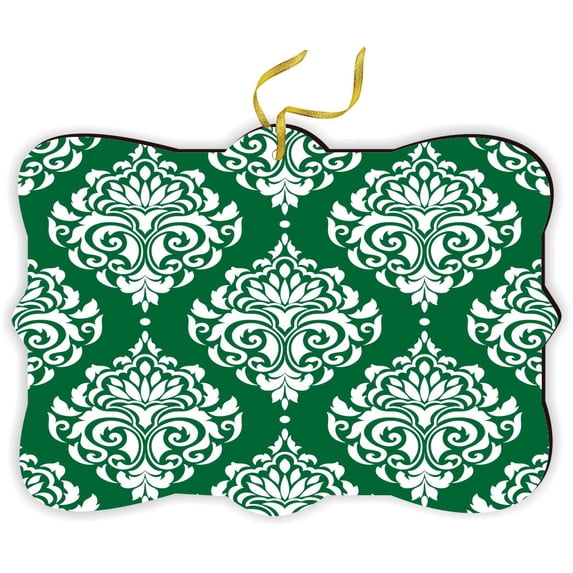 Green Seamless Damask - for Car Interior Rear View Mirror Hanger Car Accessories Interior Decoration Hanging Ornament Fancy Christmas Tree Ornament for Christmas