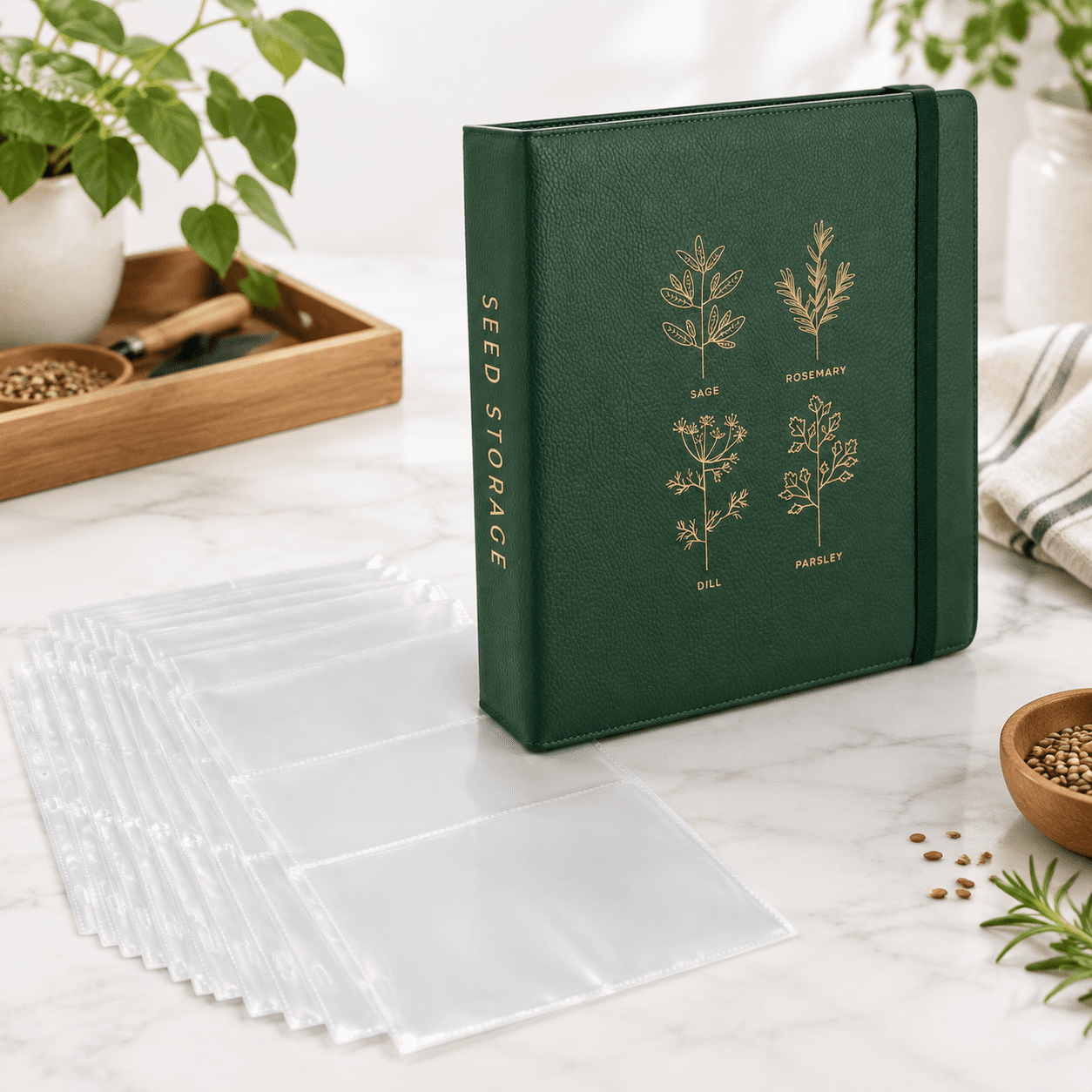 Food Packet Made In Green Seed Binder Garden Packet Organizer, 13.46 x 11.81 x 3.62 Inches ...