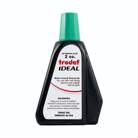Green Self-Inking Stamp Ink, Trodat 1oz Drip Spout Bottle