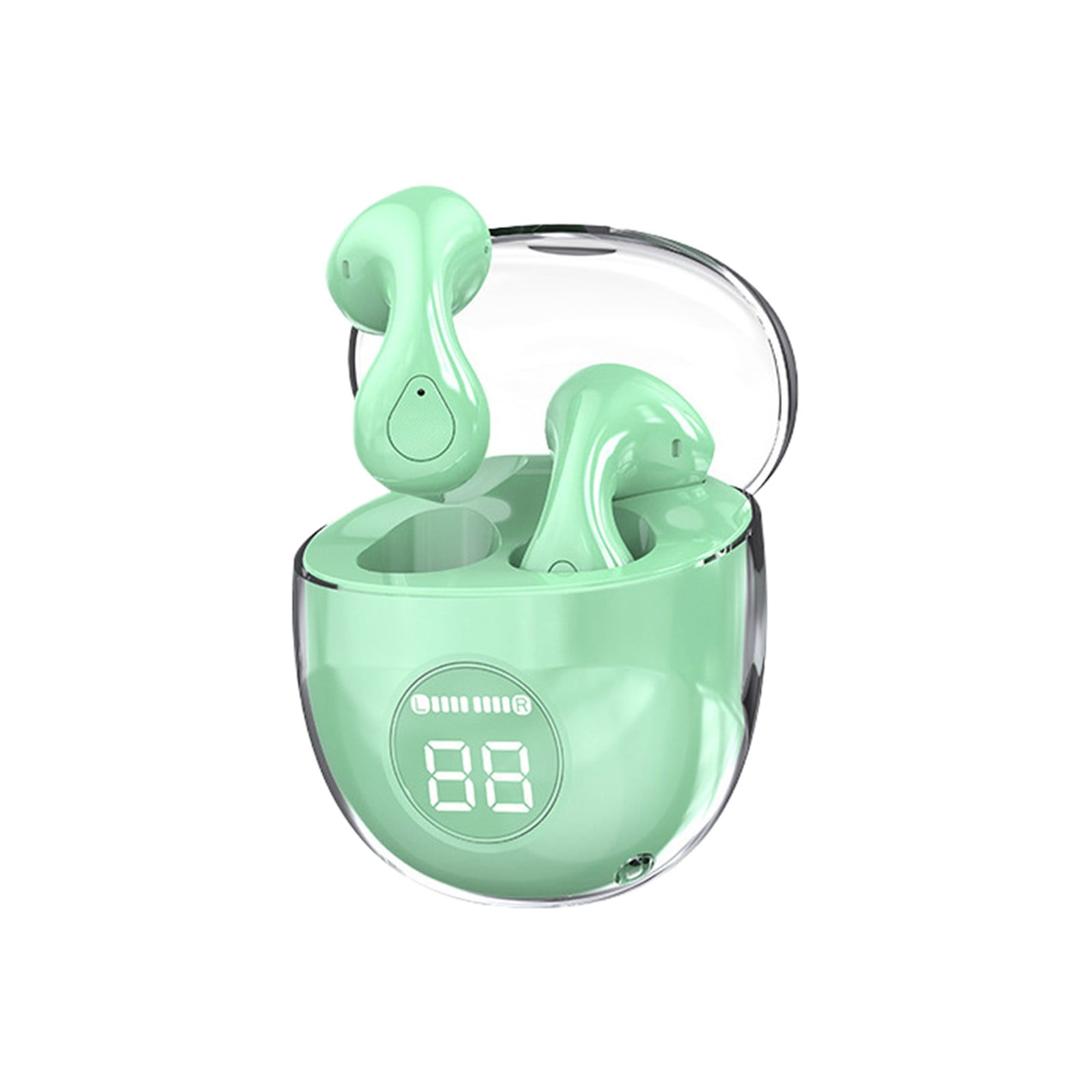 Green Semi Transparent Charging Case Wireless Earbuds, Digital Display ...