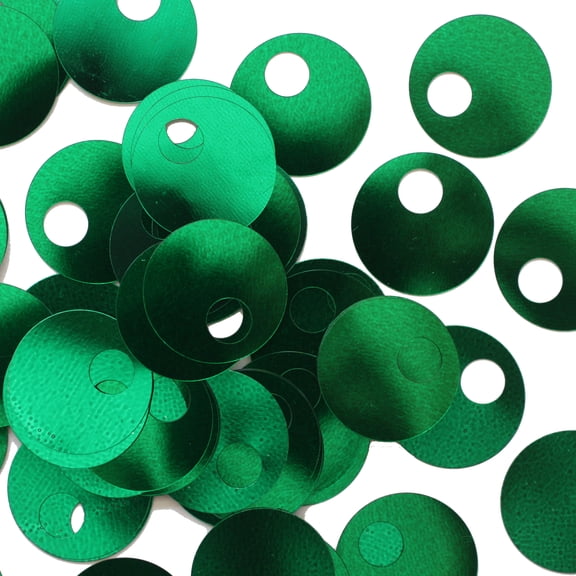 Green Sequins 20mm Large Hole Shiny Metallic Made in USA