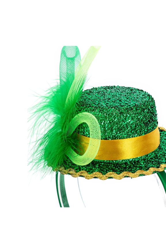 Green Sequins Hat Headband for StPatrick Day Decorative Irish Festive Hair Hoop Party Supplies Carnival Hair Ornament