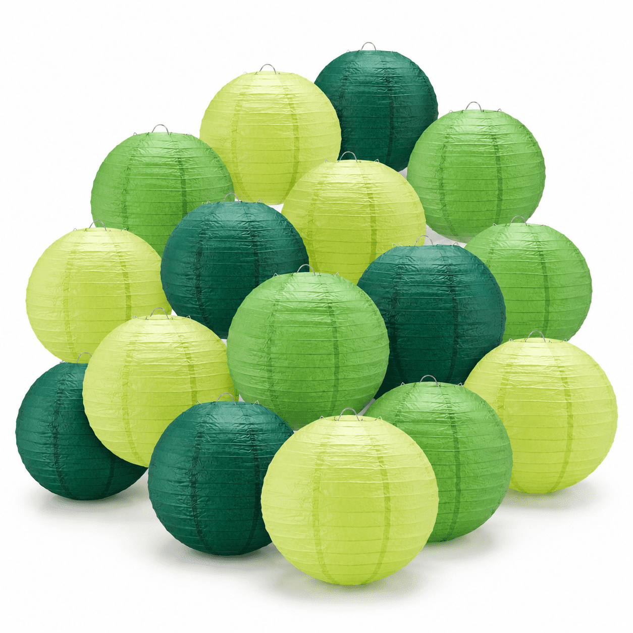 Paper Ltern Green Series Round Paper Lanterns, 48 Count, 4 Assorted Sizes for Party ...