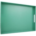 thumbnail image 1 of Green Serving Tray for Coffee Table, Rectangular Plastic Decorative Tray with Handles for Entertaining, Outdoor Patio, Living Room, Ottoman, Bathroom Counter, 11.8”*15.7”*1.6”, 1 of 6