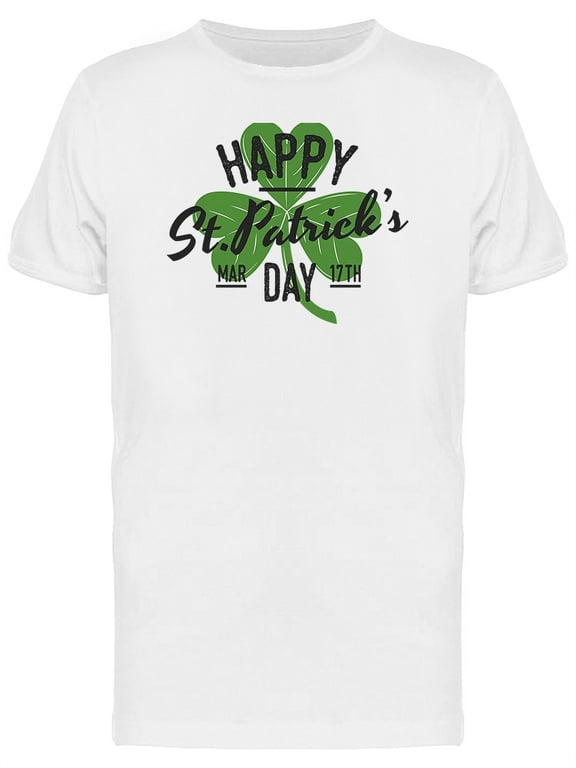 Green Shamrock Clover T-Shirt Men -Image by Shutterstock, Male Medium