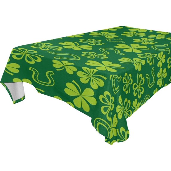 Green Shamrock Fabric Square Tablecloth - Waterproof and Wrinkle-Resistant Table Cloth 54x54 Inch Table Cover for Indoor & Outdoor Dining House Decor