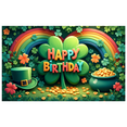thumbnail image 1 of Green Shamrock Happy Birthday Banner with Rainbow Decoration for St Patrick's Day Celebration Party Photo Background, 1 of 7