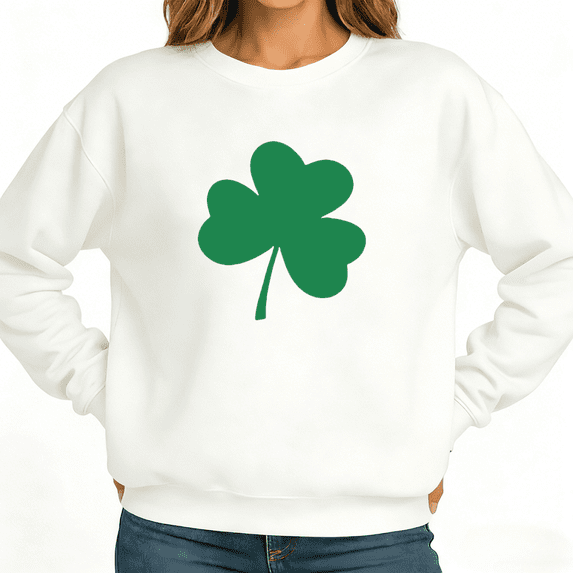 Green Shamrock Heart Womans Print Sweatshirt Graphic Sweatshirt White Black S-3XL St Patricks Soft Fleece Tops