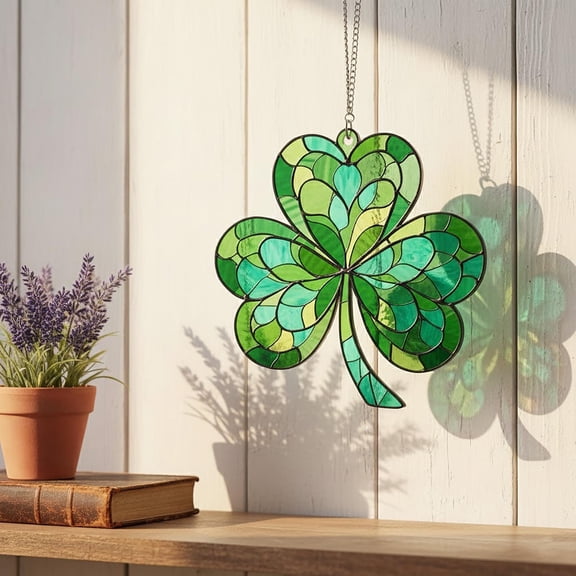 Green Shamrock Leaf Acrylic Suncatcher, Lucky Irish Window Hanging, St Patricks Day Decor, Good Luck Charm Gift