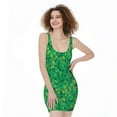 thumbnail image 1 of Green Shamrock Leaf Pattern Print Sleeveless Bodycon Dress, Irish St. Patrick'S Day Fashion Summer Maxi Dress For Women, 1 of 4