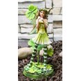 thumbnail image 1 of Green Shamrock Lucky Clovers Spring Garden Fairy With Striped Leggings Figurine, 1 of 10