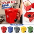 thumbnail image 1 of Green Shaped Coffee Cup, Ceramic Mug with Lid, Trash Bin Designed Funny Coffee Mug, Gag Gift, Home Office Desk Decor, 4.75X2.5 Inch Creative Irregular Mug Perfect for Personal Use, 1 of 8