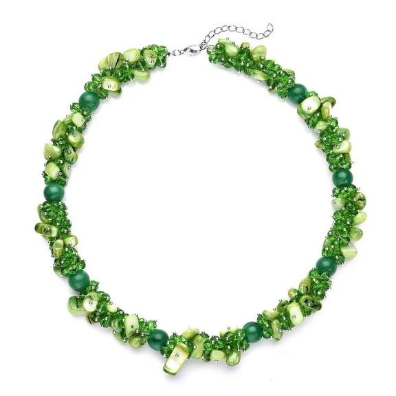 Green Beaded Necklaces for Women - Beachy Necklaces for Women Chunky Western Shell- Colorful Beads  Summer Boho Costume Jewelry - Wedding 20-23 Inch Christmas Gifts