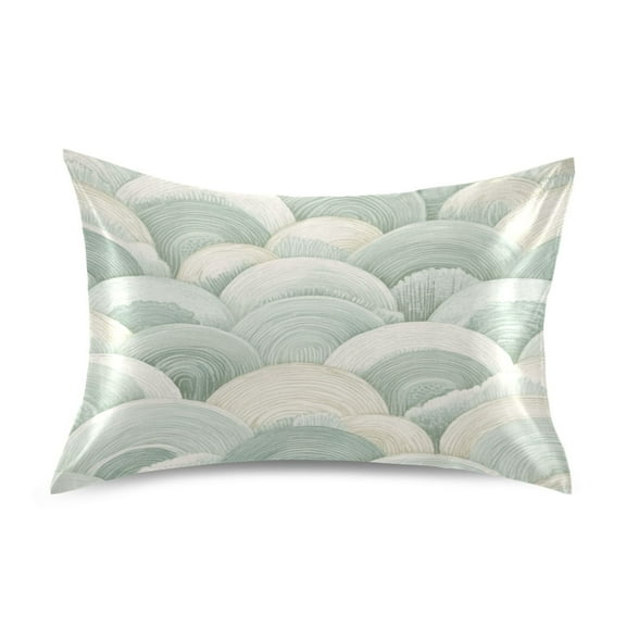 Green Shell Texture Luxury Silky Soft Pillowcase Standard Size Wrinkle Resistant Envelope Closure 20x26in