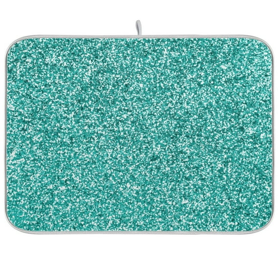 Green Shiny Teal Dish Drying Mat Microfiber Kitchen Mats Large Counter Absorbent Dish Pad Drainer Rack 18"x24"