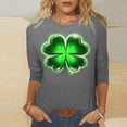thumbnail image 1 of Green Shirts Womens 3/4 Length Sleeve Tops St Patricks Day T Shirts for Women Crew Neck Leaves Graphic Tees (L, Gray), 1 of 5