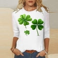 thumbnail image 1 of Green Shirts Womens 3/4 Length Sleeve Tops St Patricks Day T Shirts for Women Crew Neck Leaves Graphic Tees (XL, White 07), 1 of 5