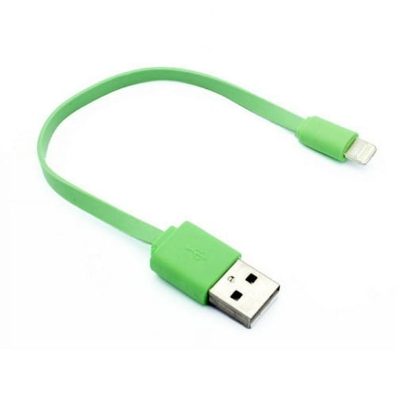 Green Short Flat USB Cable Rapid Charge Power Wire Sync Data Cord