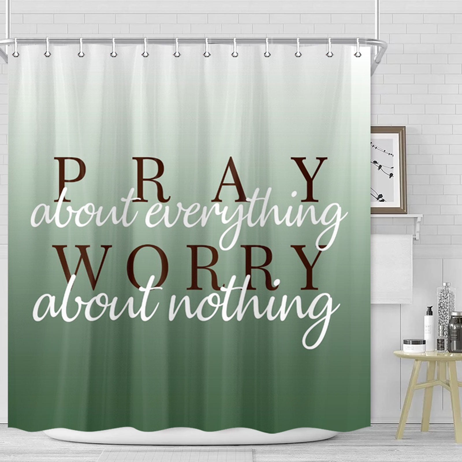 Green Shower Curtain, Lilac Green Shower Curtains for Bathroom with