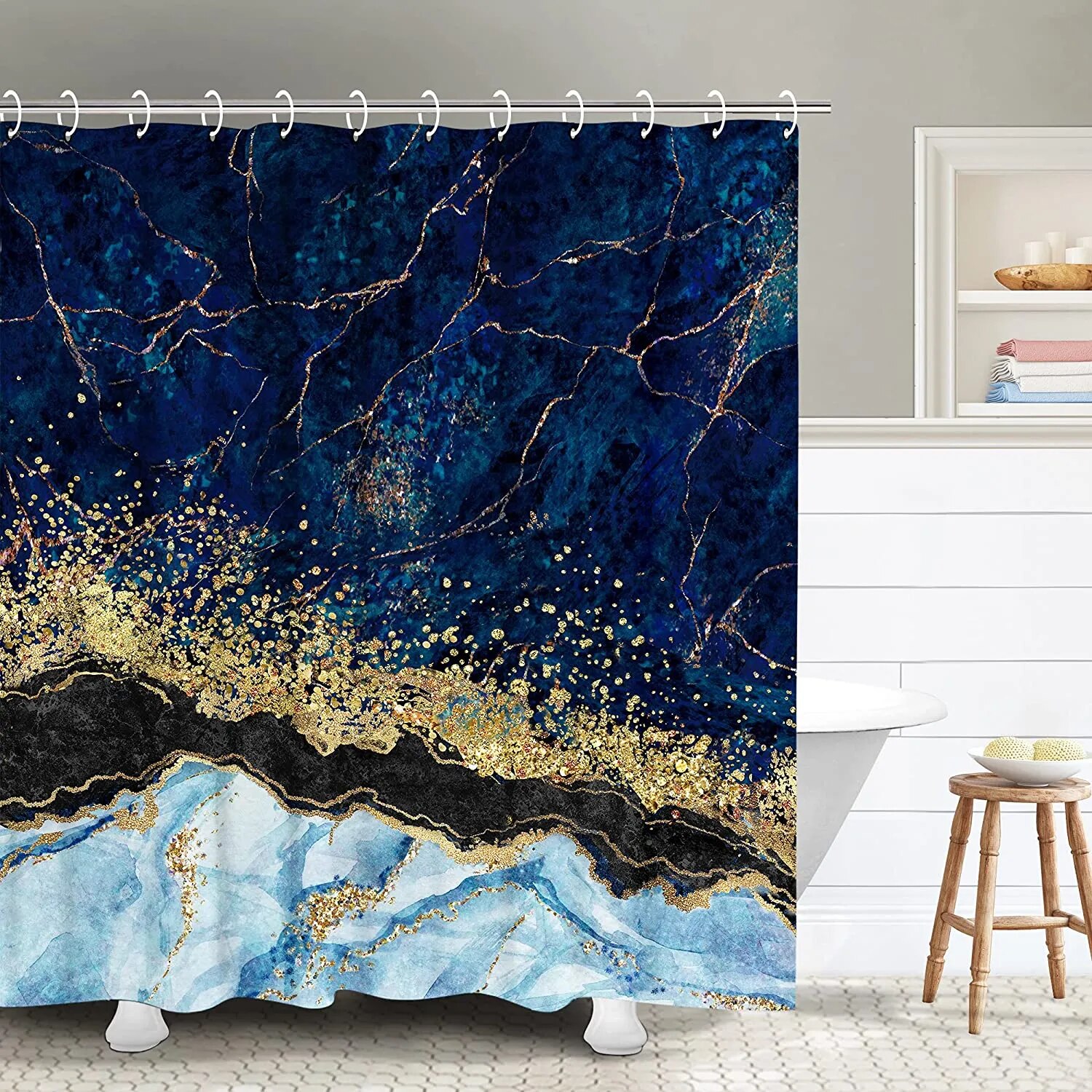 Green Shower Curtain Marble Shower Curtains Set Hooks Abstract Shower