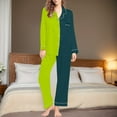 thumbnail image 1 of Green Silk Pajama Set for Women 2 PC Womens Valentines Outfit Long Sleeve Button Down Loungewear Women Summer Outfits, 1 of 7