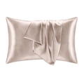 thumbnail image 1 of Green Silk Pillowcase, 20X36 In, 2 Pack, Solid Washable Satin, Bedroom Decor, Muted Tone, Standard, 1 of 8