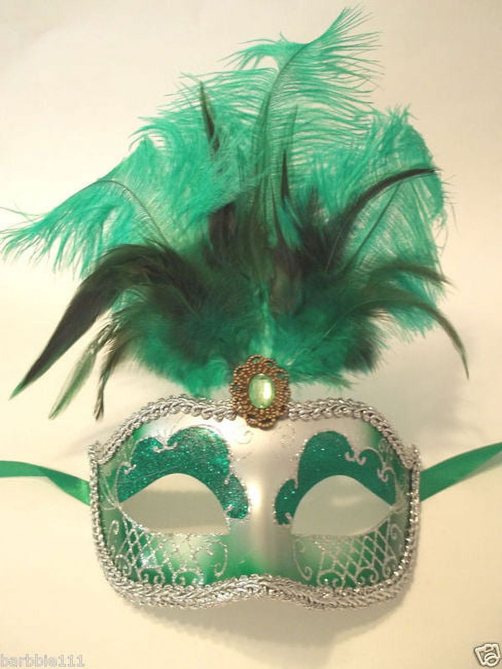 Silver W/ Rainbow Feathers Eye Mask Masquerade Madri gras prom party mask