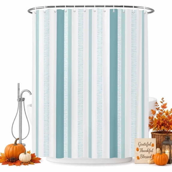 Green Simple Lines Shower Curtain, Waterproof Shower Curtains for Bathroom, Modern Minimalist Stripes Pattern Washable Fabric Bathtub Curtain Set Bath Decor with 12 Hooks 48"x72"